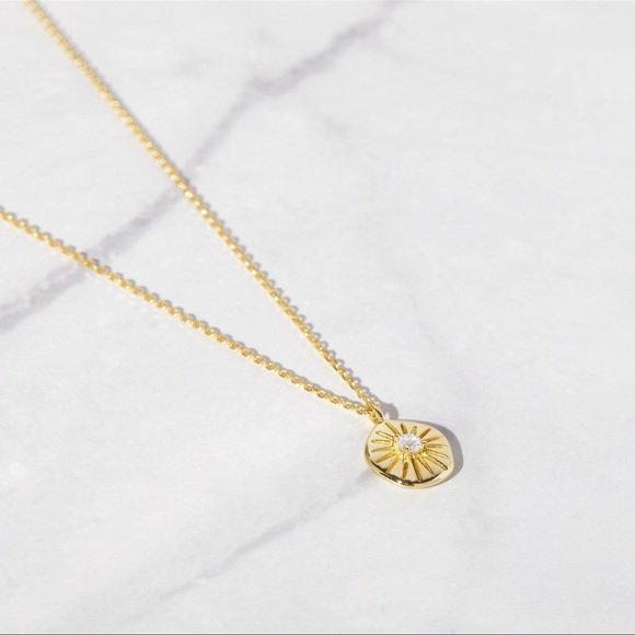 Gold Plated Sterling Silver Sunburst Necklace - Picture 4 of 4